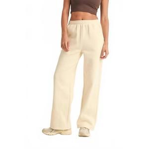 NEW KIMBERLY C cozy fleece wide leg sweatpants in cream